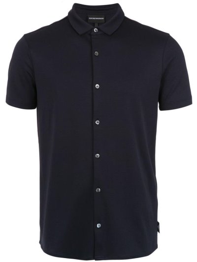 Black Armani Emporio Buttoned Men's Polo Shirts | UAE17835