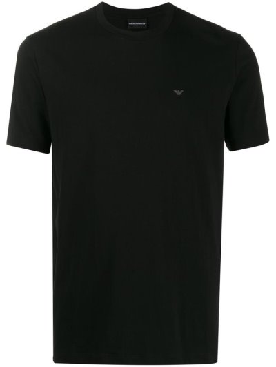 Black Armani Emporio Chest Logo Men's T Shirts | UAE49418