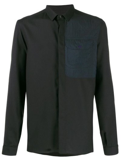 Black Armani Emporio Chest Panel Logo Men's Shirts | UAE02834
