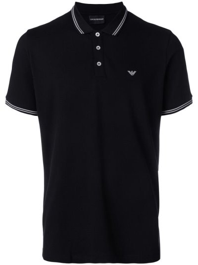 Black Armani Emporio Classic Short Sleeve Men's Polo Shirts | UAE69809