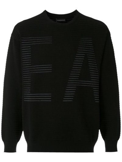 Black Armani Emporio Contrast Logo Men's Sweatshirts | UAE84986