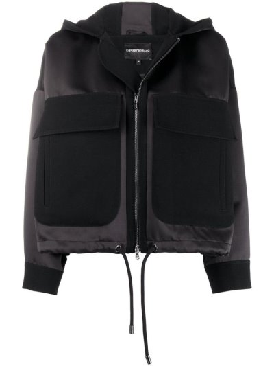 Black Armani Emporio Contrast Panel Women's Jackets | UAE11344
