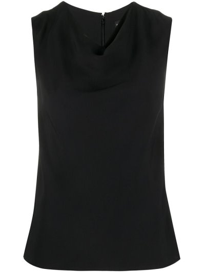 Black Armani Emporio Cowl Neck Sleeveless Women's Blouse | UAE97403