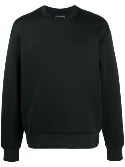 Black Armani Emporio Crew Neck Men's Sweatshirts | UAE59610