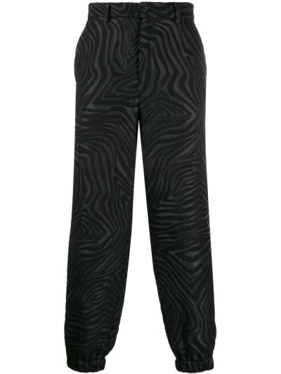 Black Armani Emporio Cuffed Jacquard Men's Pants | UAE19614