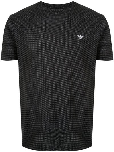 Black Armani Emporio Dot Print Men's T Shirts | UAE24853