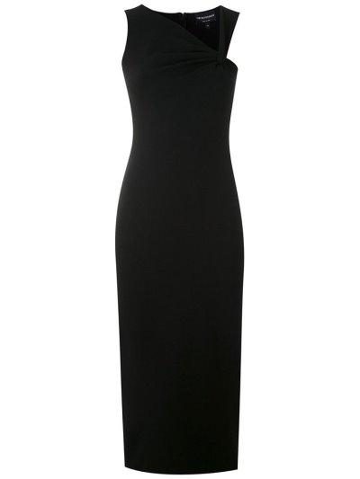 Black Armani Emporio Draped Neck Women's Dress | UAE95180