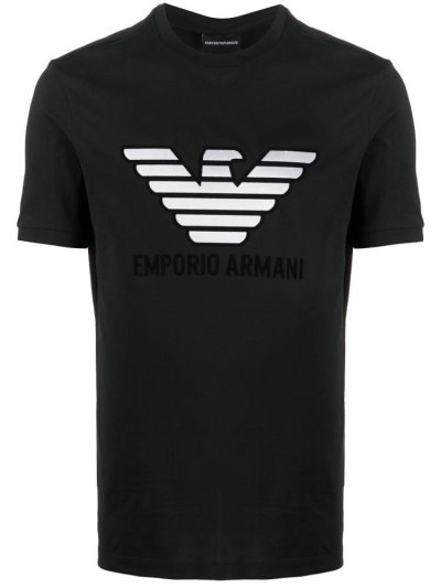 Black Armani Emporio Eagle Logo Men's T Shirts | UAE98330