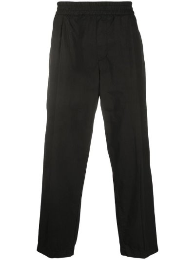 Black Armani Emporio Elasticated Waist Straight Men's Pants | UAE00642