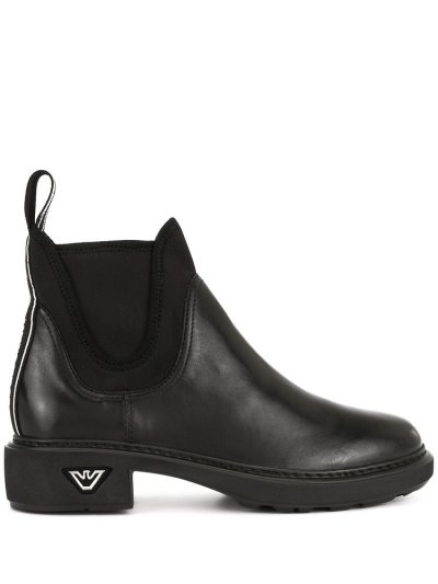 Black Armani Emporio Elasticated Side Panel Women's Boots | UAE05562