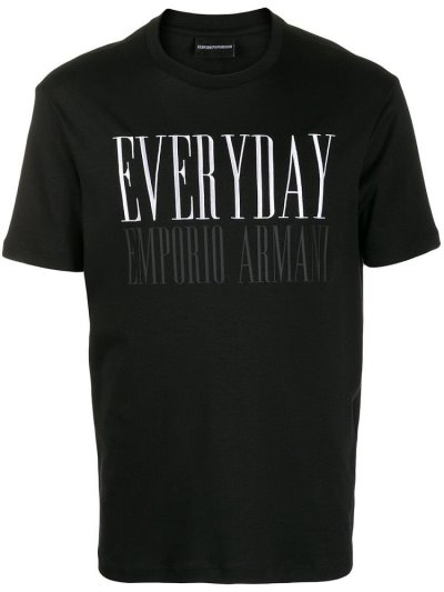 Black Armani Emporio Everyday Print Men's T Shirts | UAE32402