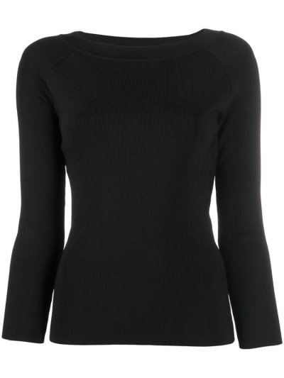 Black Armani Emporio Fitted Crew Neck Women's Jumpers | UAE06579
