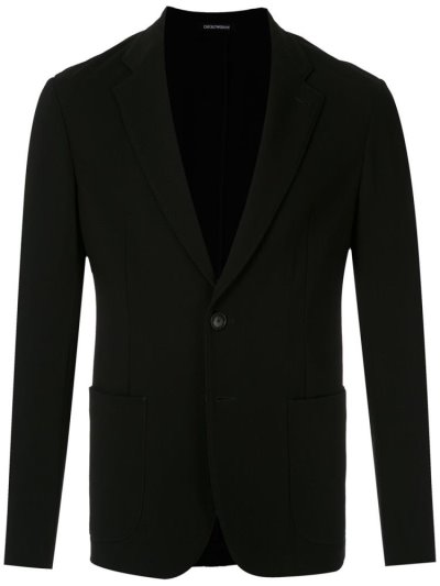 Black Armani Emporio Fitted Single Breasted Men's Blazers | UAE72743