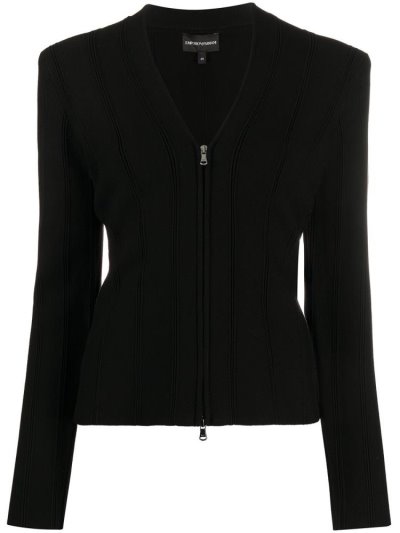 Black Armani Emporio Fitted Zipped Women's Jackets | UAE11122