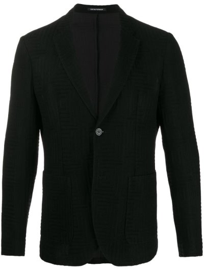 Black Armani Emporio Geometric Knit Men's Blazers | UAE08109