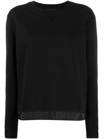 Black Armani Emporio Hem Logo Knit Women's Jumpers | UAE82788