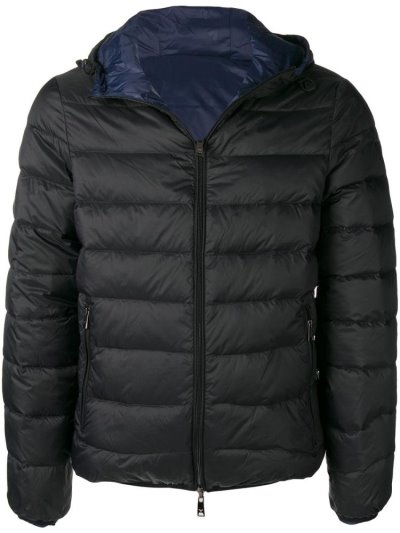 Black Armani Emporio Hooded Padded Jacket Men's Jackets | UAE41179