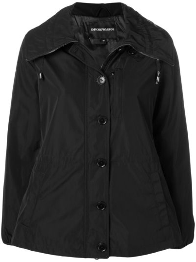 Black Armani Emporio Hooded Zip Up Women's Jackets | UAE76835