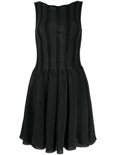 Black Armani Emporio Knitted Pleated Women's Dress | UAE87178