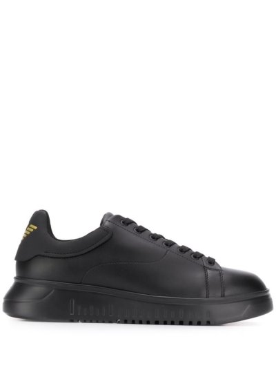 Black Armani Emporio Lace Up Low Top Men's Sneakers | UAE79367