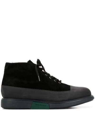 Black Armani Emporio Lace Up Men's Ankle Boots | UAE20122