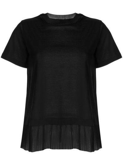 Black Armani Emporio Layered Pleated Women's T Shirts | UAE32894