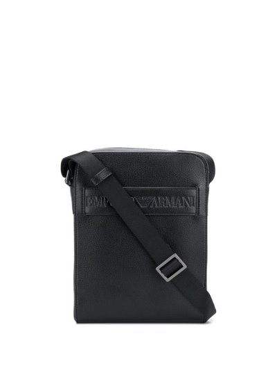Black Armani Emporio Logo Embossed Men's Messenger Bags | UAE81414