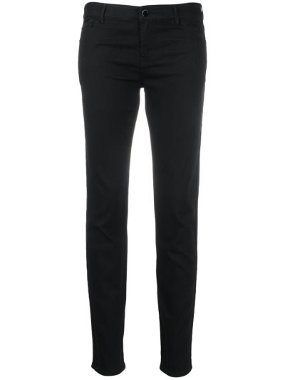 Black Armani Emporio Logo Embroidered Fitted Women's Jeans | UAE14762