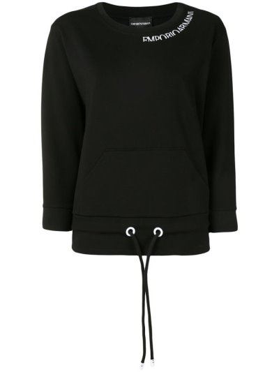 Black Armani Emporio Logo Embroidered Women's Sweatshirts | UAE99618