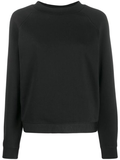 Black Armani Emporio Logo Hem Women's Sweatshirts | UAE96012