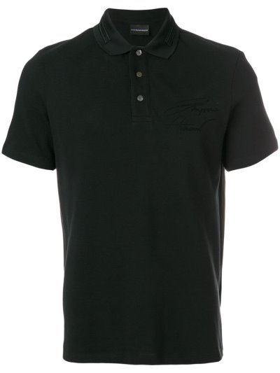 Black Armani Emporio Logo Men's Polo Shirts | UAE52257