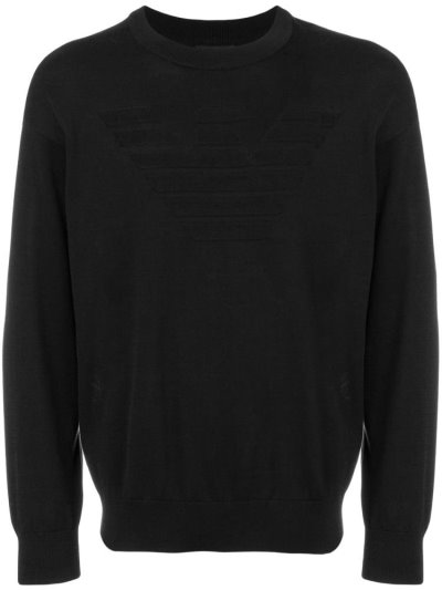 Black Armani Emporio Logo Men's Sweatshirts | UAE13601