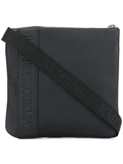 Black Armani Emporio Logo Men's Shoulder Bags | UAE30454