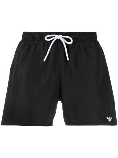 Black Armani Emporio Logo Men's Swim Shorts | UAE97938