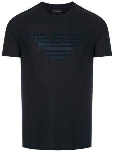 Black Armani Emporio Logo Men's T Shirts | UAE41279
