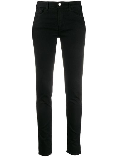 Black Armani Emporio Logo Patch Low Rise Skinny Women's Jeans | UAE22921