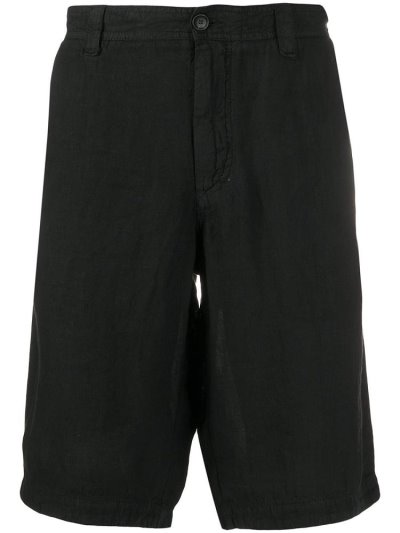 Black Armani Emporio Logo Plaque Chino Men's Shorts | UAE79743