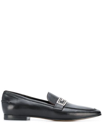 Black Armani Emporio Logo Plaque Women's Loafers | UAE93962