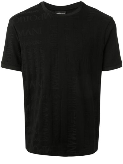 Black Armani Emporio Logo Print Men's T Shirts | UAE01858