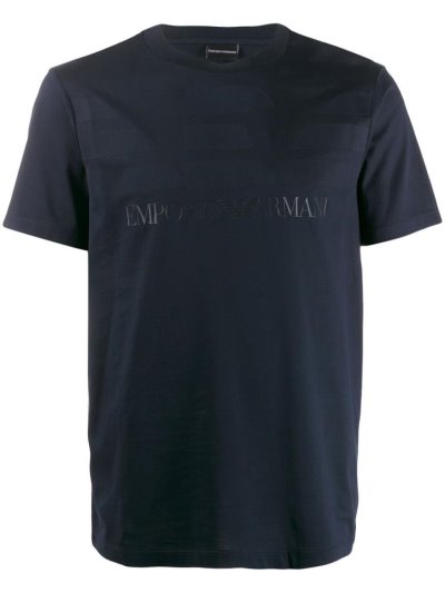 Black Armani Emporio Logo Print Men's T Shirts | UAE09947