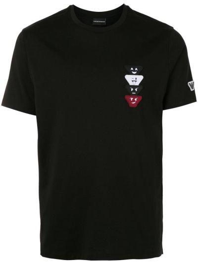 Black Armani Emporio Logo Print Men's T Shirts | UAE32753