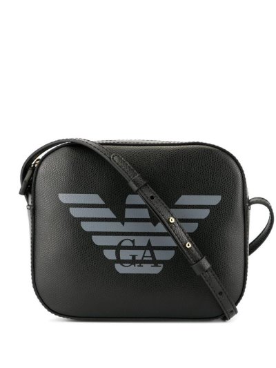 Black Armani Emporio Logo Print Women's Crossbody Bags | UAE76335