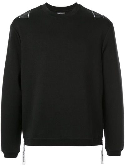 Black Armani Emporio Logo Tape Men's Sweatshirts | UAE86776