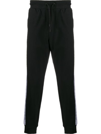 Black Armani Emporio Logo Tape Track Men's Pants | UAE76438