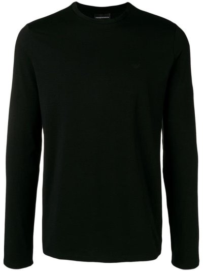 Black Armani Emporio Long Sleeve Men's T Shirts | UAE11291