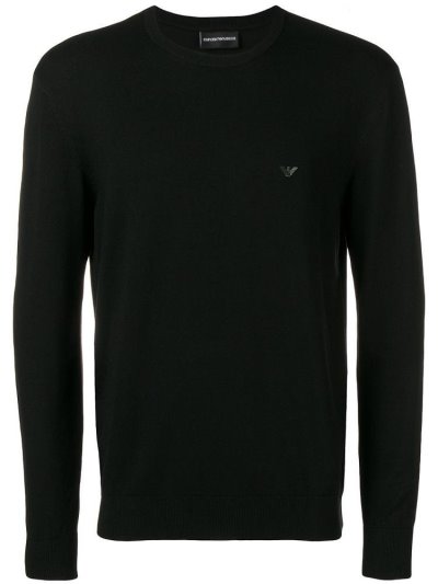 Black Armani Emporio Long Sleeve Men's Jumpers | UAE68803