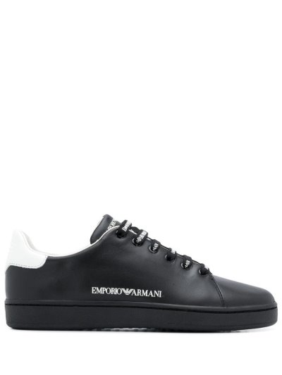 Black Armani Emporio Low Top Women's Sneakers | UAE08398