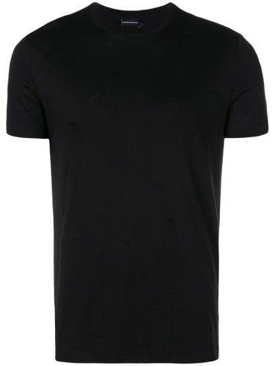 Black Armani Emporio Micro Logo Print Men's T Shirts | UAE99773
