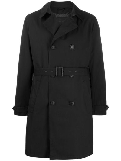 Black Armani Emporio Padded Trench Coat Men's Coats | UAE39432