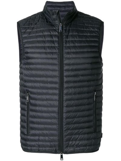 Black Armani Emporio Padded Zip Up Gilet Men's Vest | UAE00942